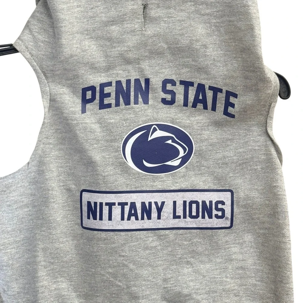 Penn State Nittany Lions Pet Hoodie Heather Gray Dog Vest Reflective‎ Stripe NWT